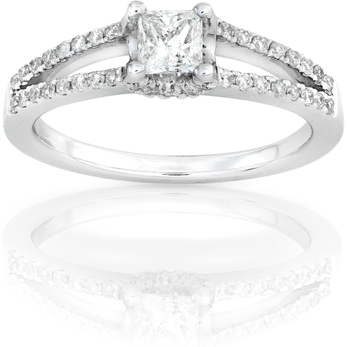 Princess Cut Diamond Ring in 14k White Gold - Click Image to Close